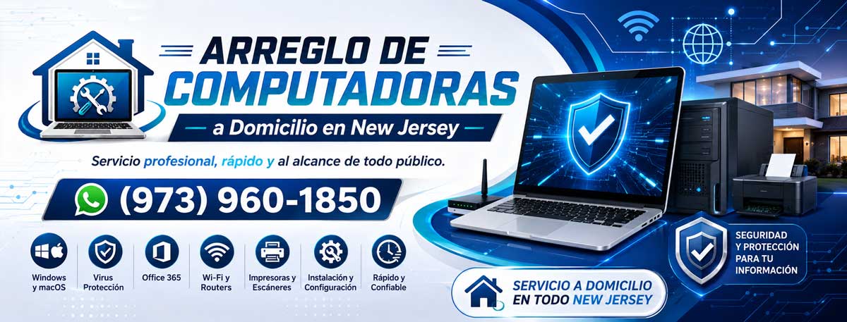 Servicio profesional de arreglo de computadoras a domicilio en New Jersey